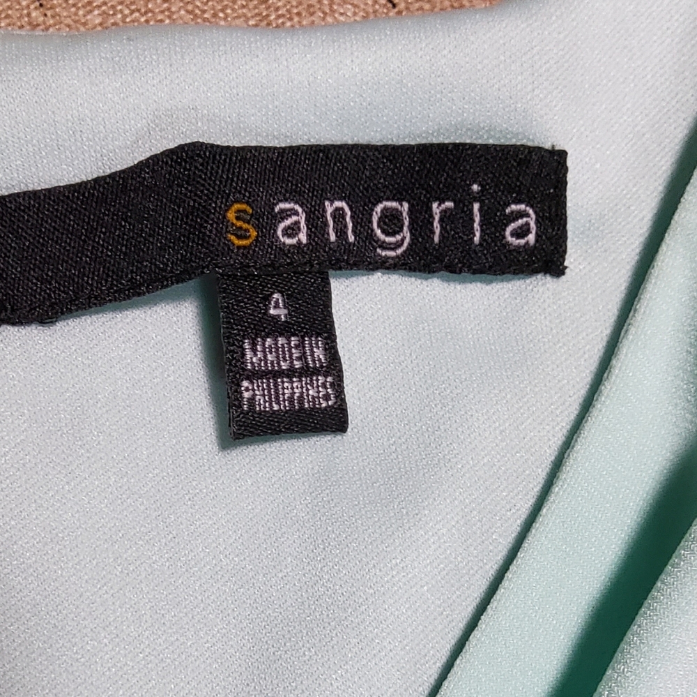 Sangria Stretch Mint Green Surplice Fit & Flare Dress Size 4 - Picture 8 of 10